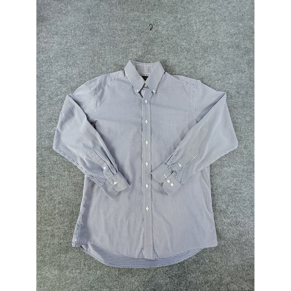 Lauren Ralph Lauren Mens Slim Fit Non Iron Gingham Dress Shirt Blue White 16